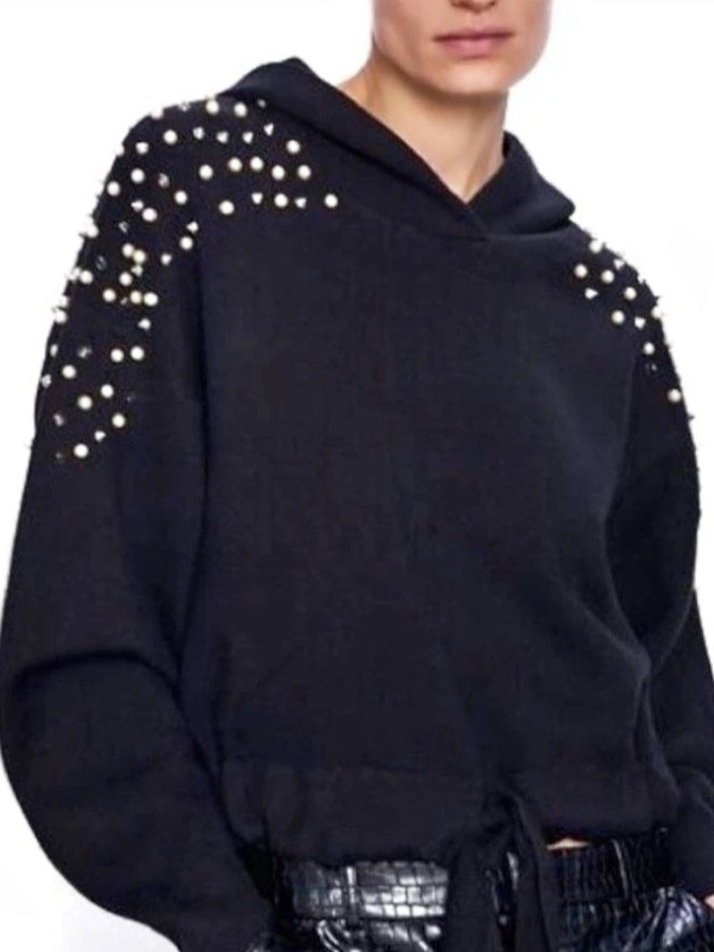 Zara Studded Hoodie in Black
